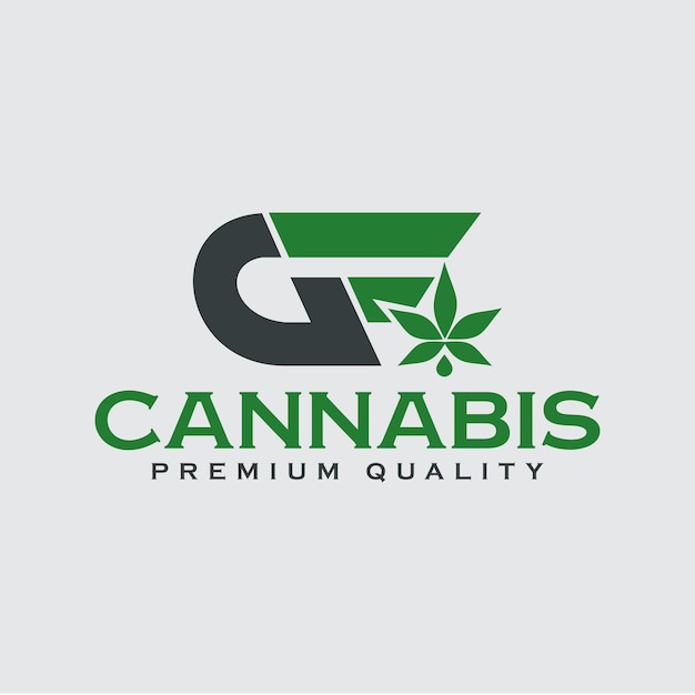 Cannabis green logo company Premium Vector
