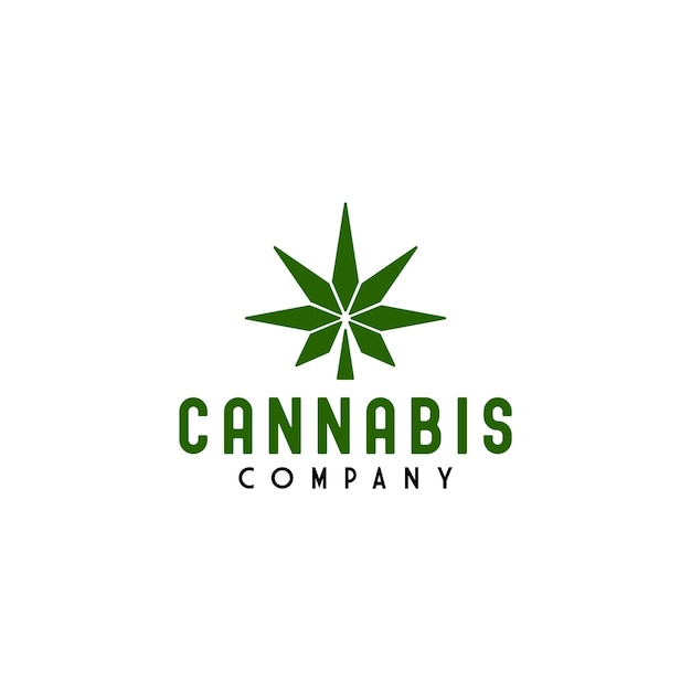 Design semplice del logo medico della pianta della canapa di cannabis