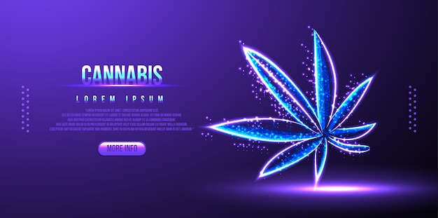 Cannabis, hennep, laag poly draadframe mesh