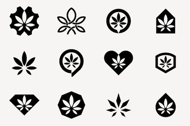 CANNABIS HENNEP MODERN LOGO MINIMALISTISCH LOGOTYPE SET