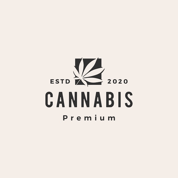 Illustrazione di icona logo vintage hipster di cannabis