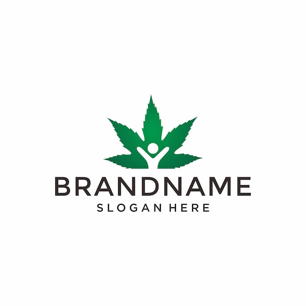 Cannabis human logo design vector