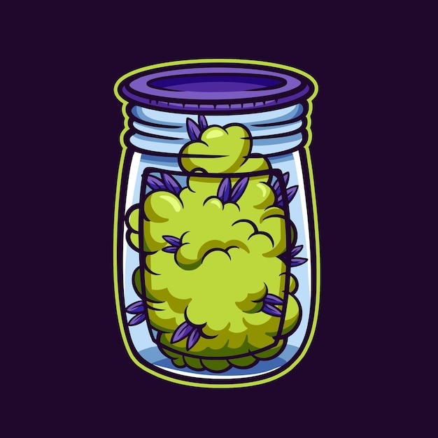 Vector cannabis jar cartoon