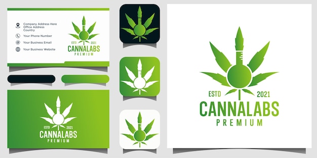 Modello di logo del laboratorio di cannabis