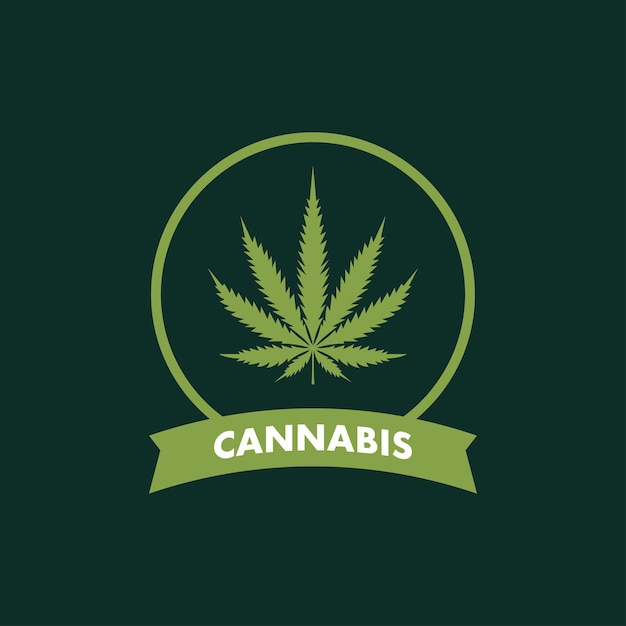 カナビス・リーフ・エンブレム (Cannabis leaf logo) はカナビスとカナビスの葉の緑色の自然のロゴやシンボルです