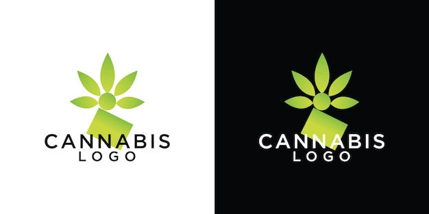 Vettore modello di progettazione del logo della foglia di cannabis