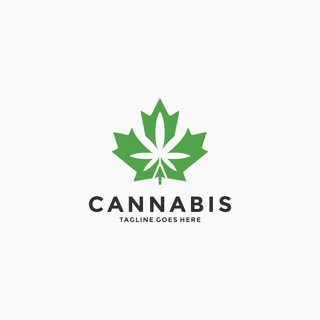 Cannabis leaf logo design. vector hemp luxury modern logo icon sign.