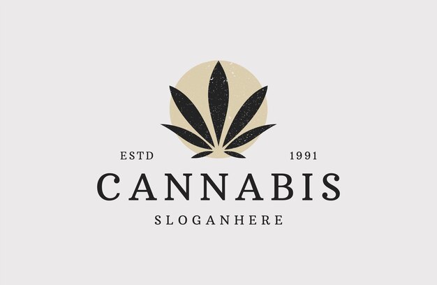 Cannabis leaf logo design Vector Hemp Vintage logo icon