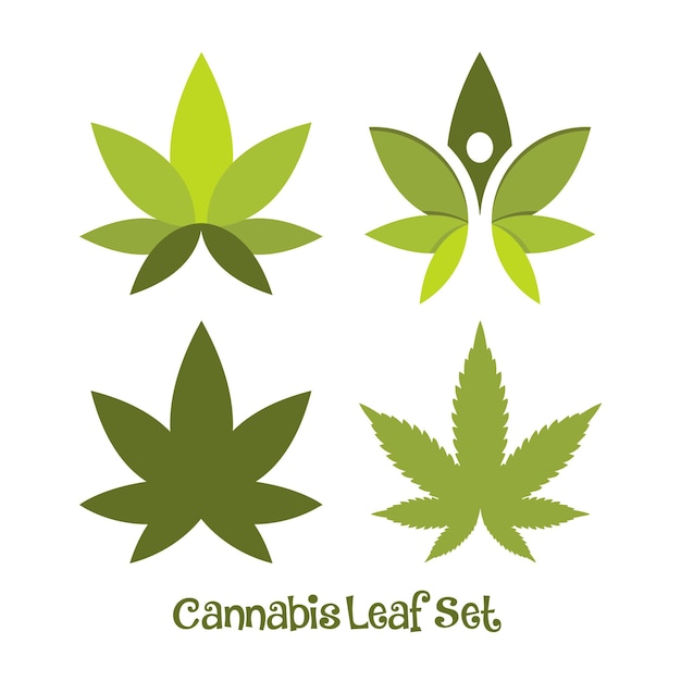 Cannabis leaf set vector