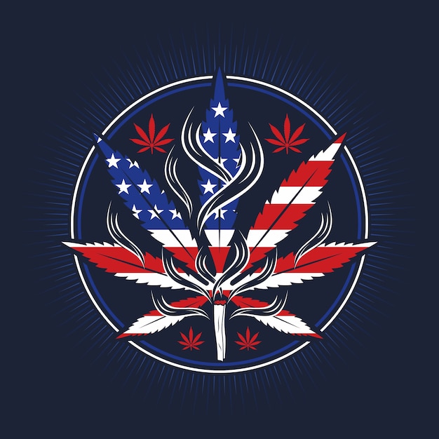 Cannabis leaf with flag shape illustration flat design