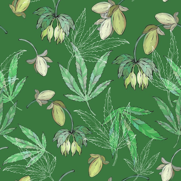 Cannabis leaves seamless pattern