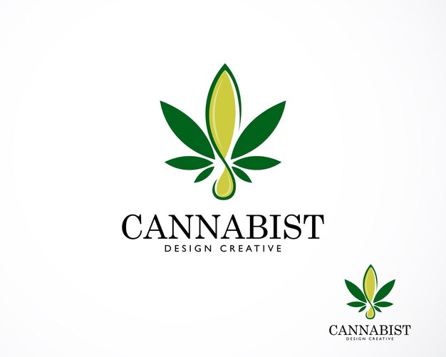 Vettore dell'illustrazione del marchio di progettazione dell'olio creativo del logo della cannabis