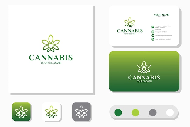 Modello di progettazione di logo di cannabis e biglietto da visita