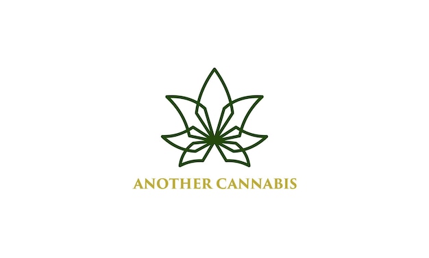 Vettore logo di cannabis in stile line art
