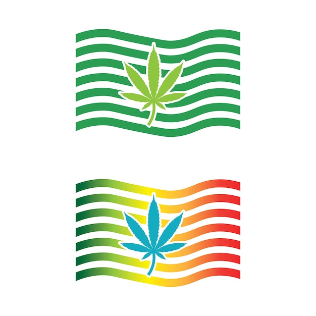 Cannabis logo and marijuana leaf icon vector design