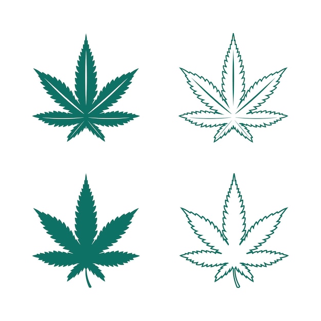 大麻のロゴとマリファナの葉のアイコン ベクトル デザイン