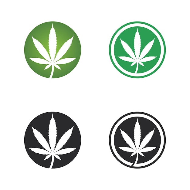 大麻のロゴとマリファナの葉のアイコン ベクトル デザイン