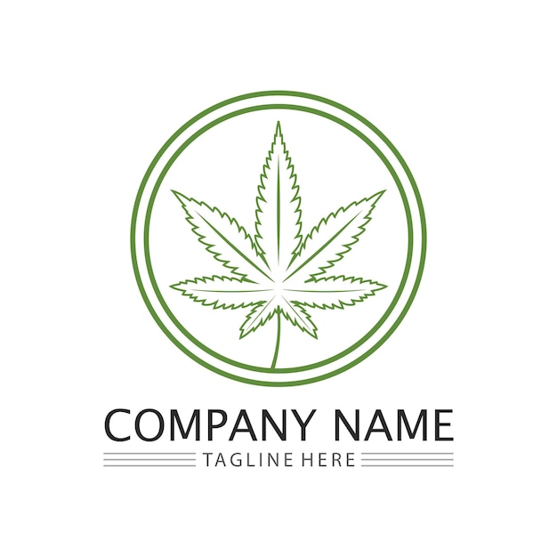 Cannabis logo and marijuana leaf icon vector design