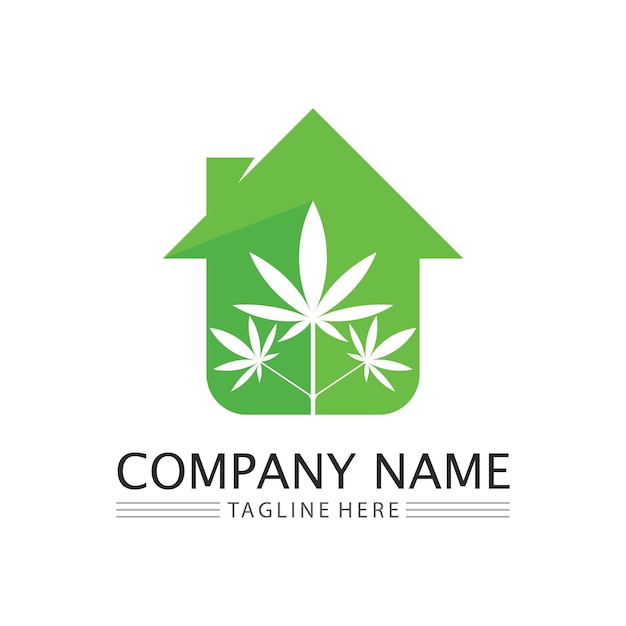 Cannabis logo and marijuana leaf icon vector design