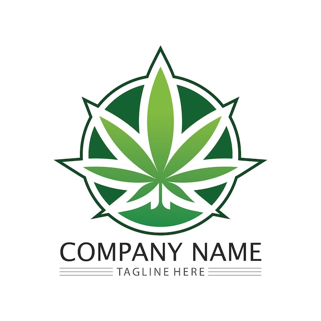 Cannabis logo and marijuana leaf icon vector design