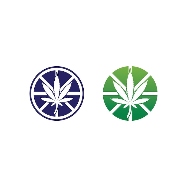 Cannabis logo and marijuana leaf icon vector design