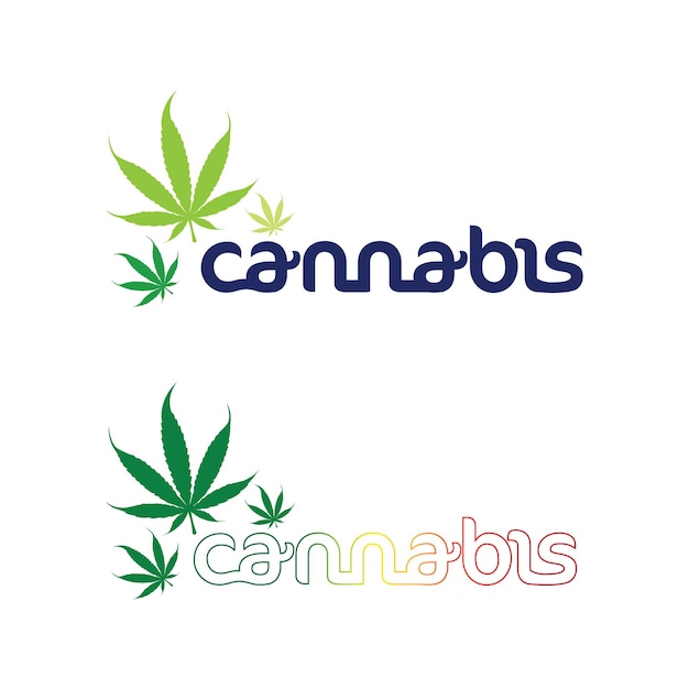 Cannabis logo and marijuana leaf icon vector design