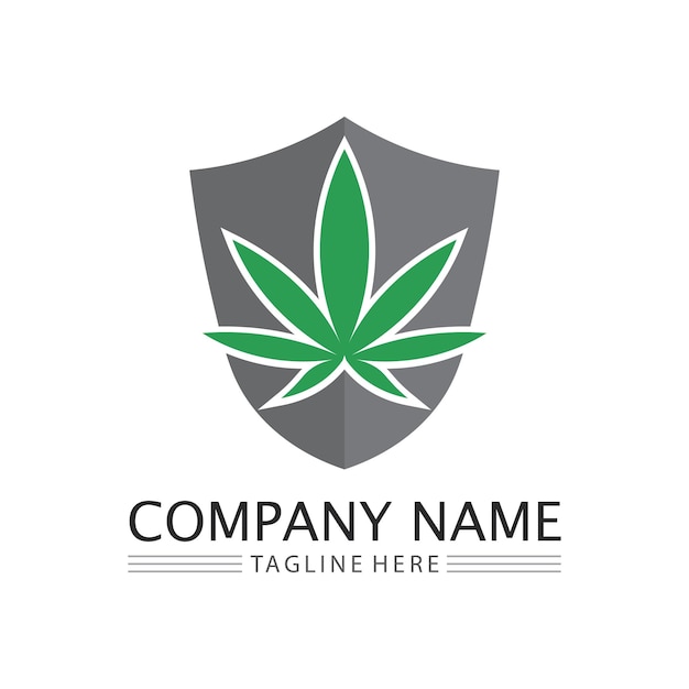 大麻のロゴとマリファナの葉のアイコン ベクトル