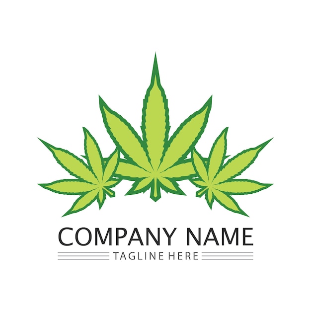 Logo di cannabis e vettore icona foglia di marijuana