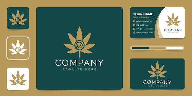 Cannabis-logo-ontwerp met spiraalvormig vectorlogo