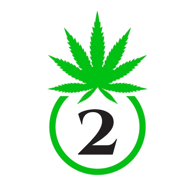 Cannabis Logo Sign Concept 2 Alfabetsymbool voor therapie, medische en gezondheidszorg en marihuana-logo