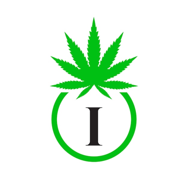 Vector cannabis logo sign concept i alphabet symbol for therapy, medical and health care and marijuana logo