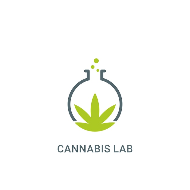 cannabis logo sjabloon labs biologisch, natuur, groen, logo vector symbool.