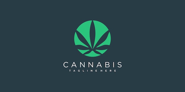 Cannabis logo with creative concept premium vector