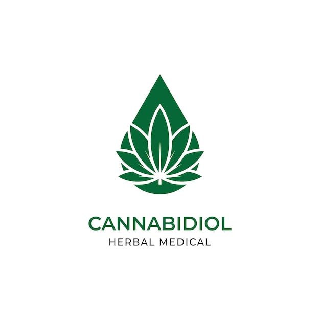 Cannabis marihuana hennep essentie olie drop logo design vector inspiration