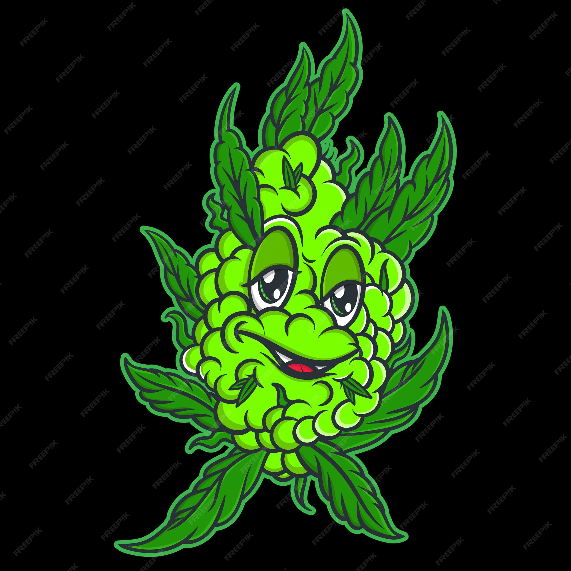 Premium Vector | Cannabis marijuana bud character happy green mascot vector colorful cute funny cartoon weed bud Premium Vector | Cannabis marijuana bud character happy green mascot vector colorful cute funny cartoon weed bud