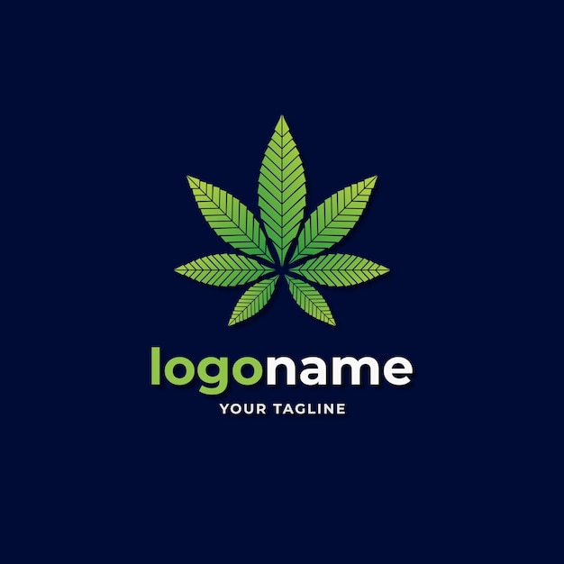 конопля марихуана конопляный лист логотип стиль градиента для фитотерапии