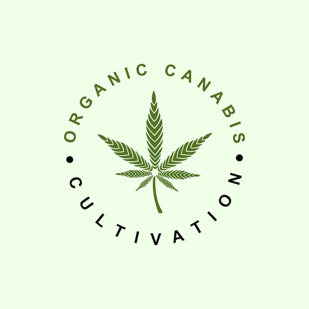 Cannabis Marijuana Hemp Pot Leaf in a circle Logo Vector