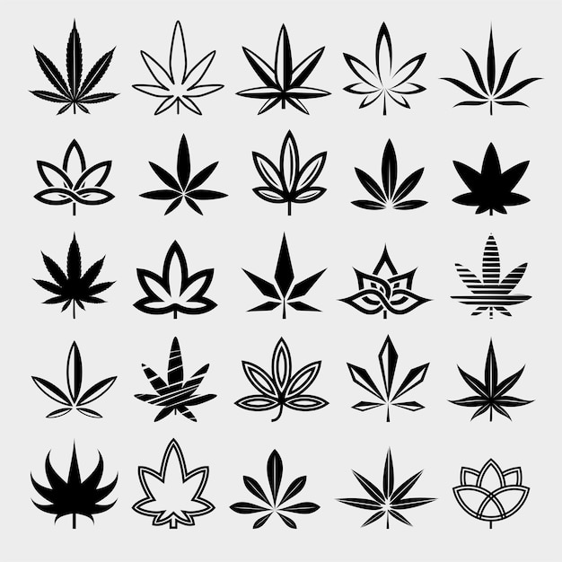 Vector cannabis marijuana set collection cannabis icons vector