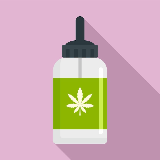Cannabis medical bottle icon Flat illustration of cannabis medical bottle vector icon for web design