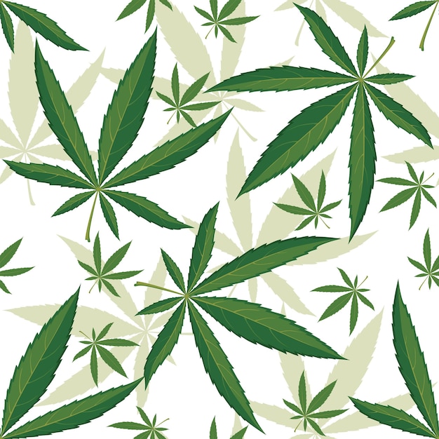 Vector cannabis naadloos ornament op witte achtergrond