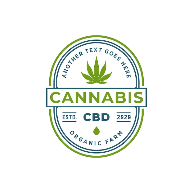 Disegno del logo distintivo di olio di cannabis o cbd