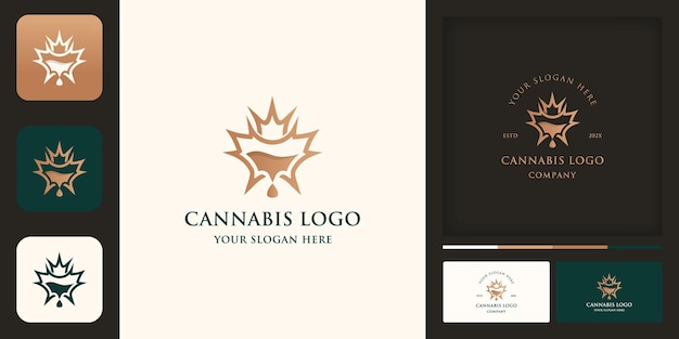 Design del logo dell'estratto di olio di cannabis e design del biglietto da visita