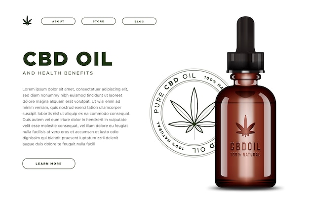 Vettore home page dell'olio di cannabis