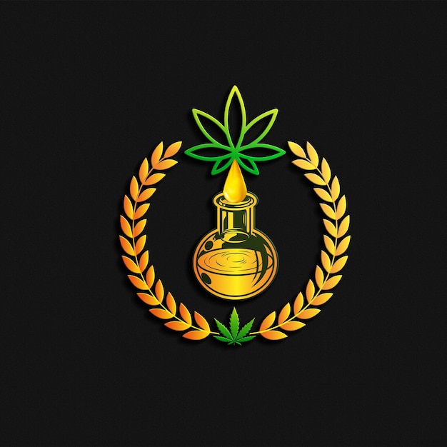 Vettore design del logo dell'olio di cannabis