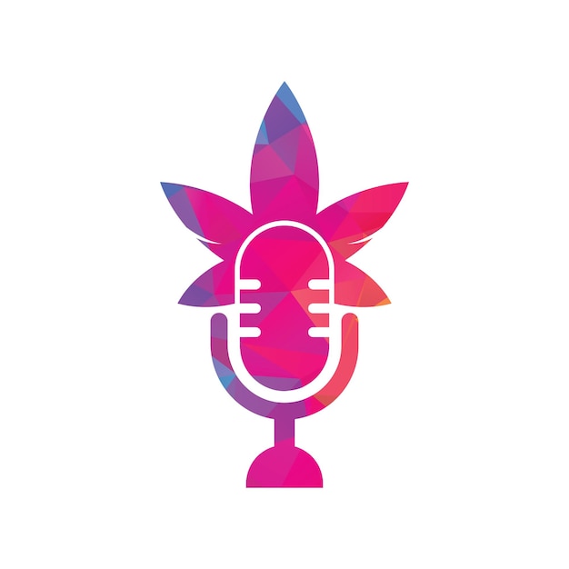 Cannabis podcast vector logo ontwerp Podcast logo met cannabis blad vector sjabloon