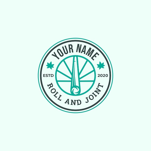 Cannabis Recreational Roll en Joint Badge Logo Design