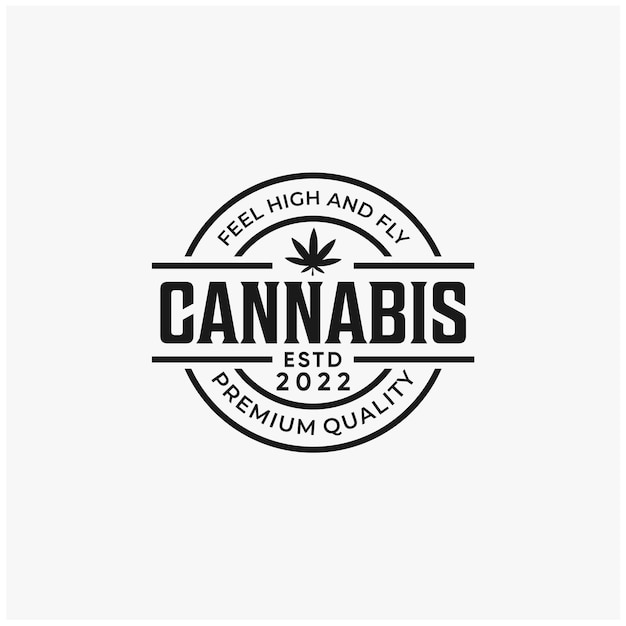 Cannabis stempel, embleem, badge logo ontwerpsjabloon