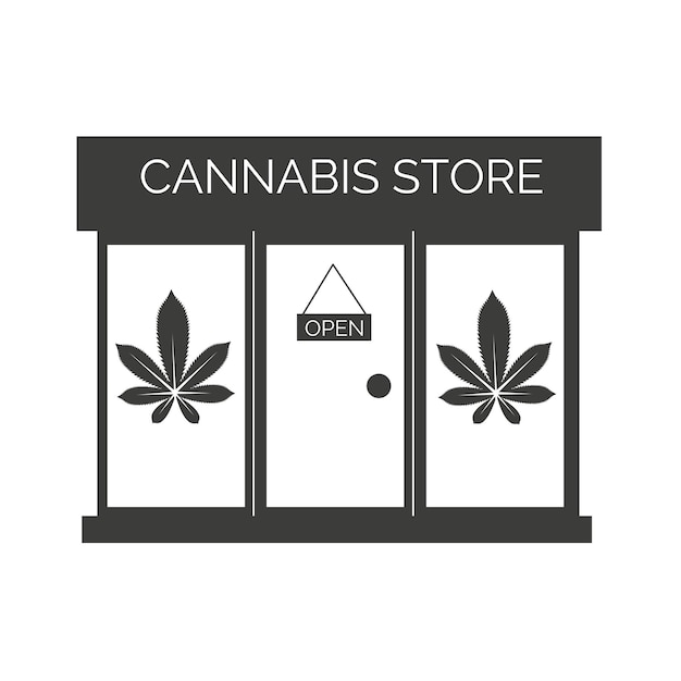 ベクトル 大麻店アイコン医療ハーブ製品店のシルエット