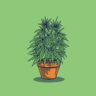 Illustrazione vettoriale di albero di cannabis in vaso