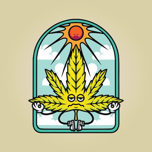 Vettore cannabis weed marijuana cartoon mascotte illustrazione carattere clip art vettoriale